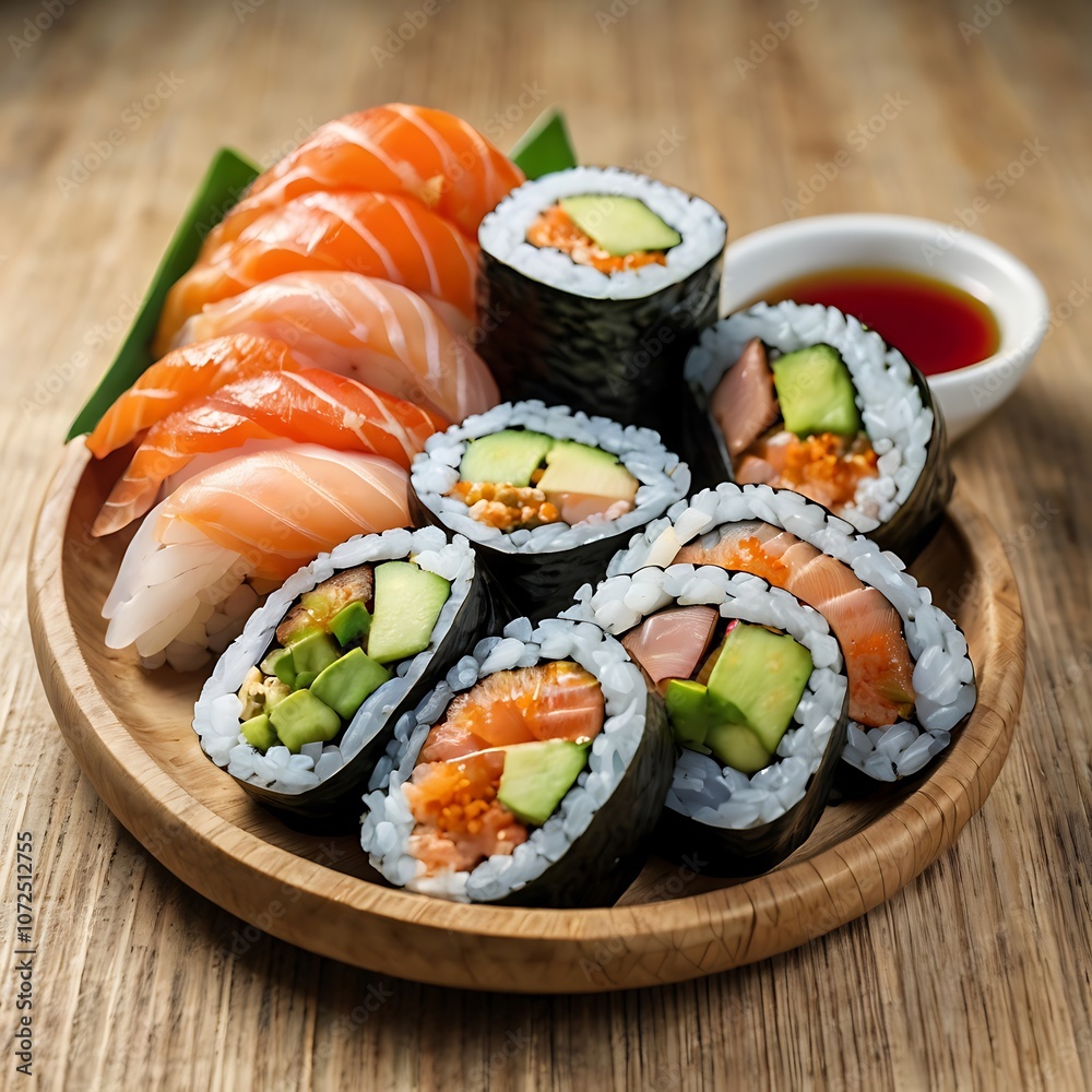 Delicious Sushi assortment of Sushi rolls Served Delicious Sushi assortment of Sushi rolls Served