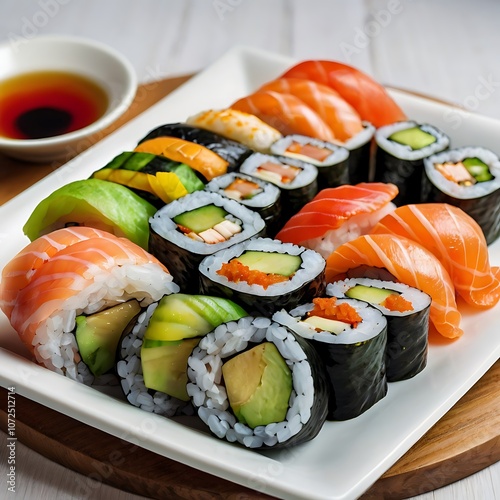 Delicious Sushi assortment of Sushi rolls Served