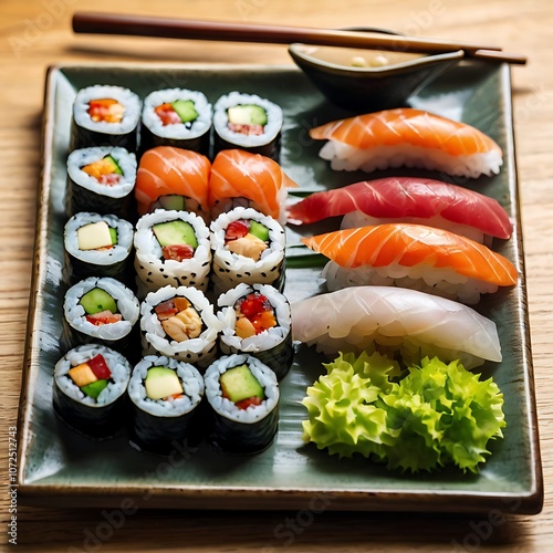 Delicious Sushi assortment of Sushi rolls Served