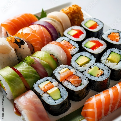 Delicious Sushi assortment of Sushi rolls Served