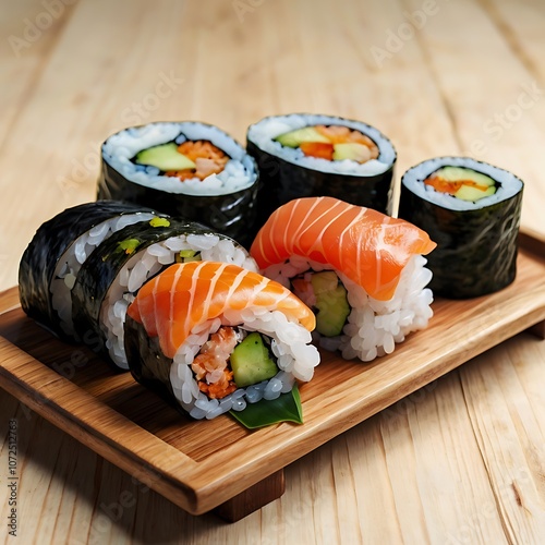 Delicious Sushi assortment of Sushi rolls Served