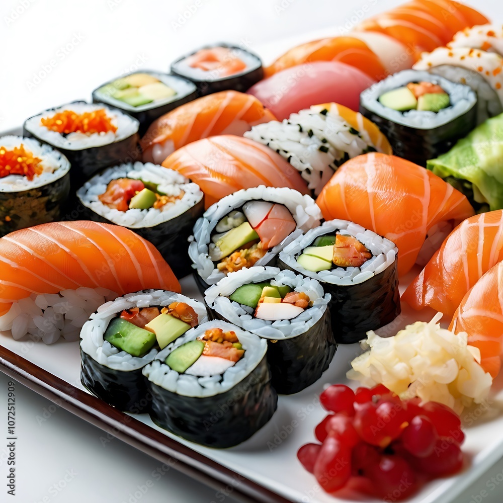 Delicious Sushi assortment of Sushi rolls Served Delicious Sushi assortment of Sushi rolls Served