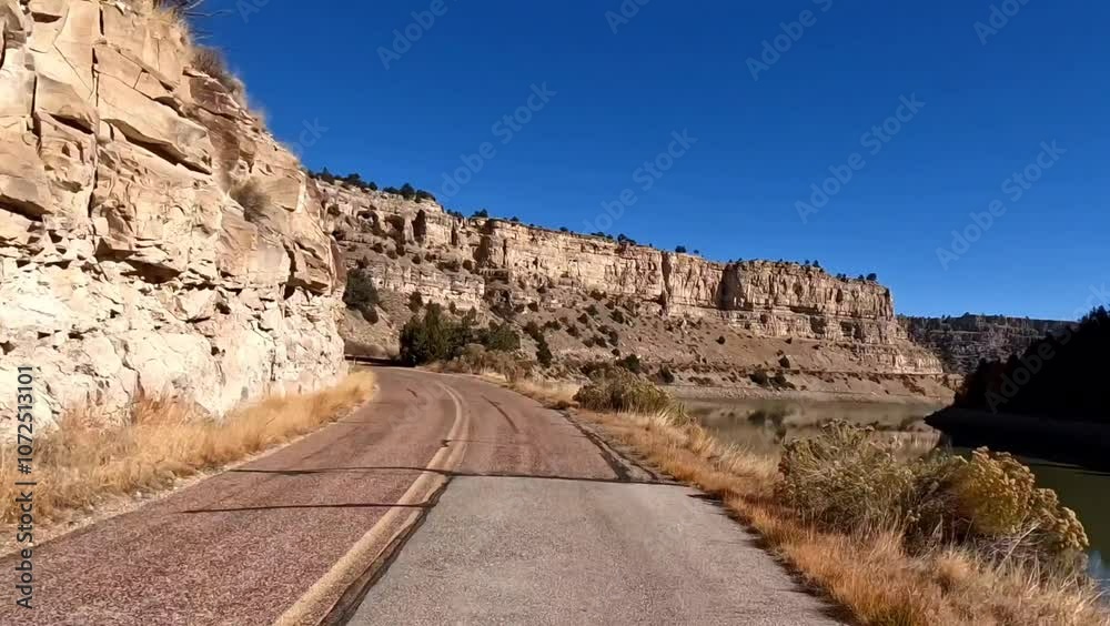 Fast travel through Wyoming Guernsey State Park in North America 