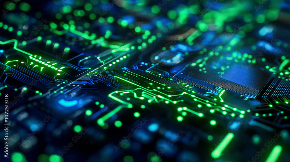 Cybernetic Texture with Green and Blue Neon Lines, giving a tech-focused look Cybernetic Texture with Green and Blue Neon Lines, giving a tech-focused look