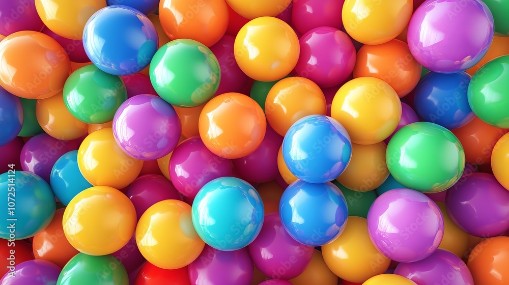 A background filled with rainbow gradient randomly bright soft balls in various sizes suitable for kids zones or childrens playrooms A background filled with rainbow gradient randomly bright soft balls in various sizes suitable for kids zones or childrens playrooms