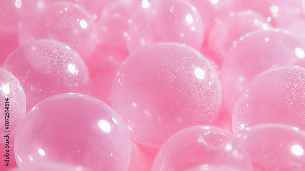 A background with floating pink soap bubbles