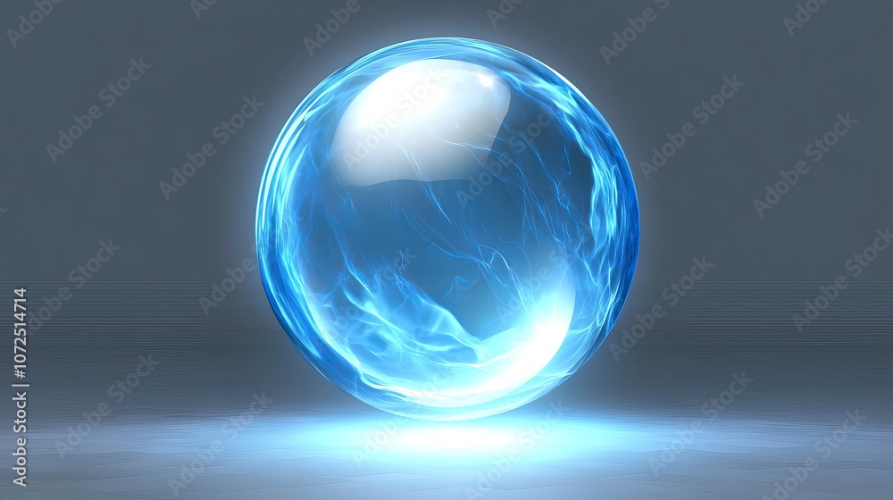 A blue translucent light sphere with glares and transparency effects A blue translucent light sphere with glares and transparency effects