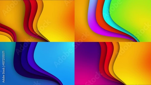 Collection Abstract multicolored background with smooth, elegantly wriggling stripes