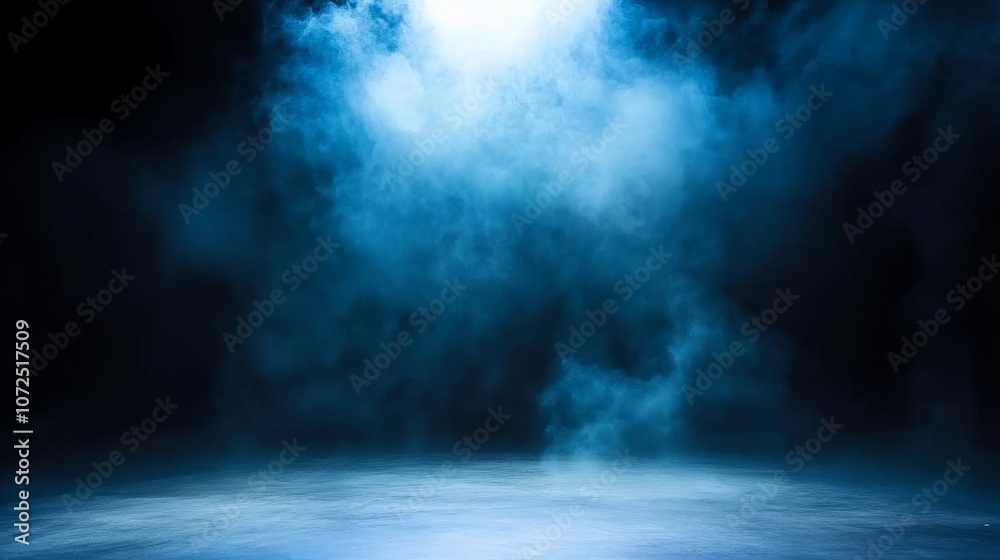 Blue foggy atmosphere, mysterious smoky background, ethereal light and shadows, abstract misty scene, dark and moody ambiance Blue foggy atmosphere, mysterious smoky background, ethereal light and shadows, abstract misty scene, dark and moody ambiance