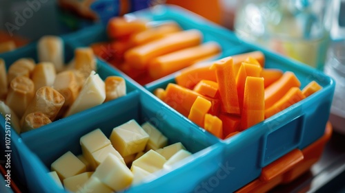 Colorful tooth-friendly snacks tray ,National Children's Dental Health Month photo