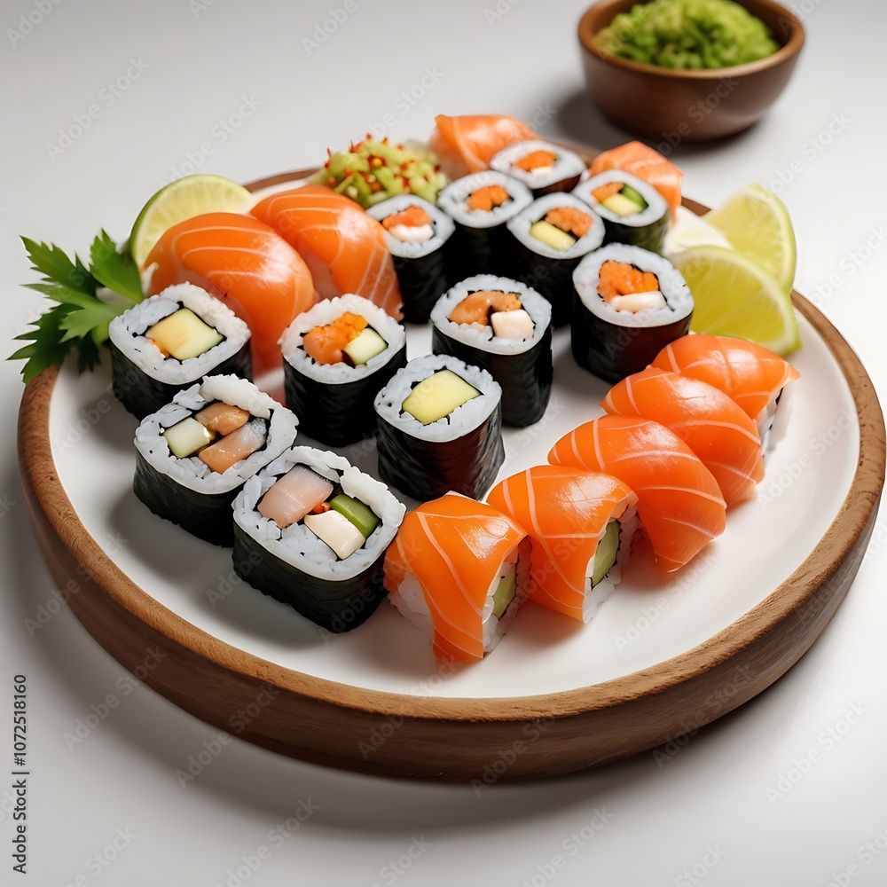 Delicious Sushi assortment of Sushi rolls Served Delicious Sushi assortment of Sushi rolls Served