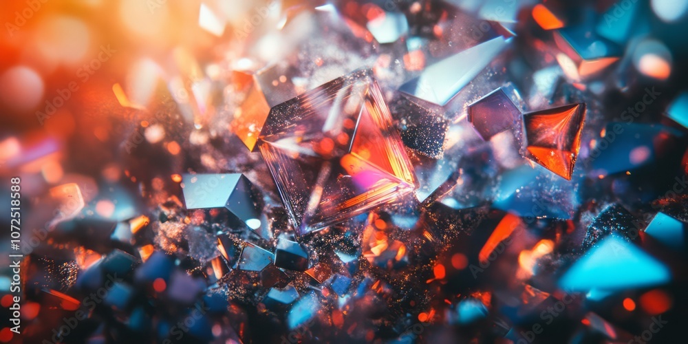 Abstract Composition of Red, Blue, and Orange Geometric Shapes