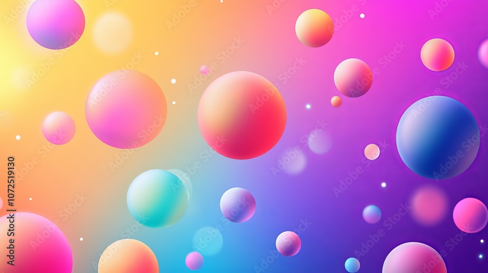 A similar abstract composition to 85 featuring multicolored rainbow matte soft balls in varying sizes creating a dynamic background A similar abstract composition to 85 featuring multicolored rainbow matte soft balls in varying sizes creating a dynamic background