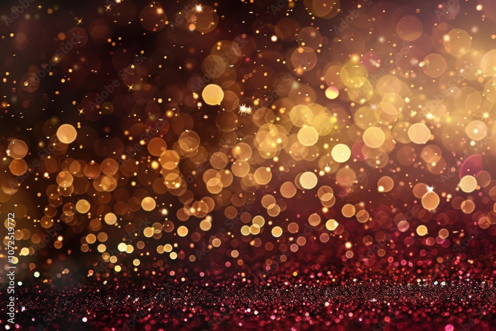 Abstract background with red glitter and golden bokeh lights Abstract background with red glitter and golden bokeh lights