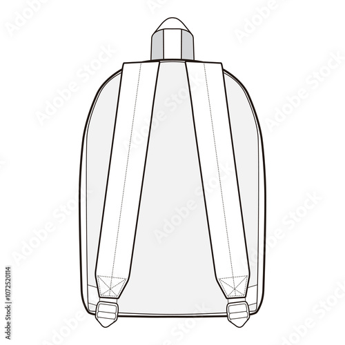 Back view of a backpack in black and white vector illustration, focusing on the shoulder straps and minimalist design.
