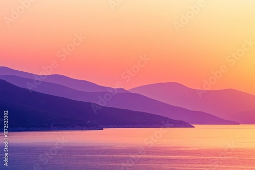 Warm sunset gradient from fiery orange to soft lavender, ideal for a romantic travel blog setting.