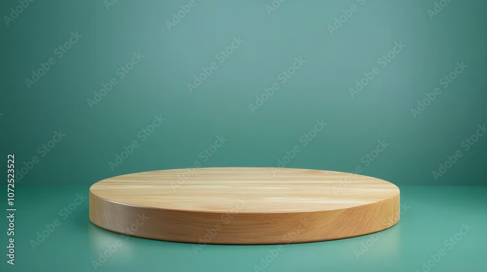 Wooden Elevated Platform, Green Background Display, Natural Oak Wood Stage, Product Presentation Pedestal, Minimalist Design Concept Wooden Elevated Platform, Green Background Display, Natural Oak Wood Stage, Product Presentation Pedestal, Minimalist Design Concept