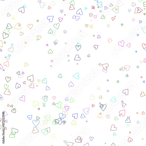 hearts scattered on a transparent background - a set of neon textures with different geometric shapes
