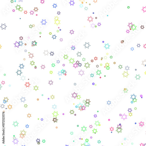 stars of David scattered on a transparent background - a set of neon textures with different geometric shapes