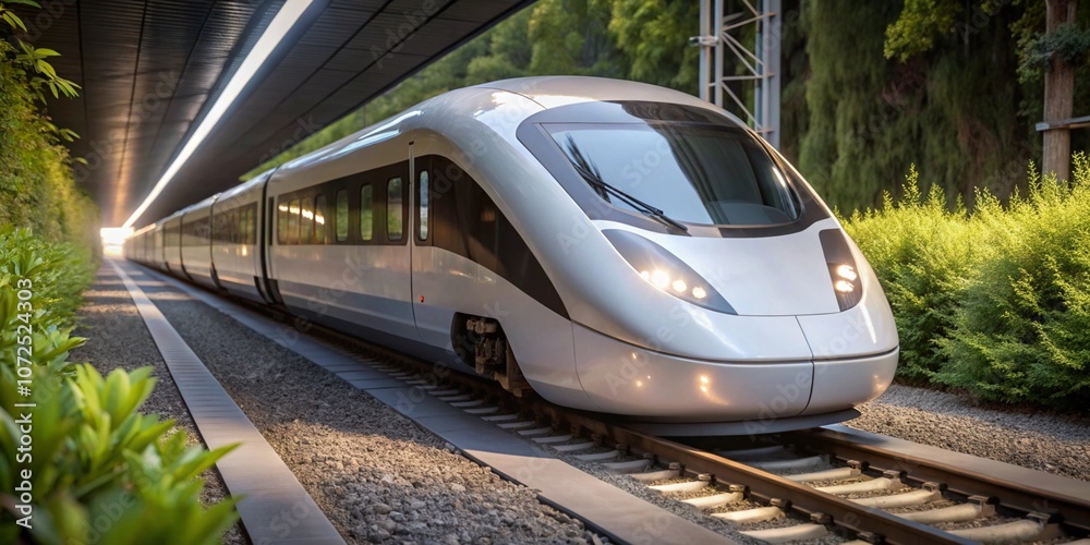 Naklejka premium Transport novelty. The high-speed train is designed according to the standards of modern technologies.