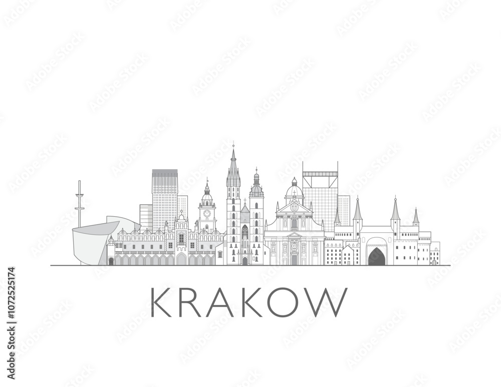Krakow skyline cityscape vector illustration Krakow skyline cityscape vector illustration