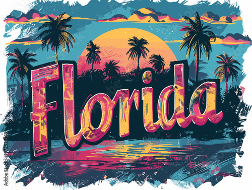 Beautiful Florida State Vector Card For Your Design