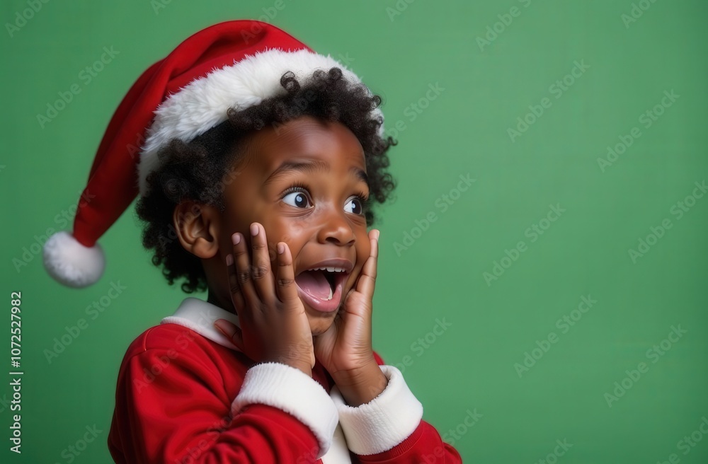 portrait of a surprised child at Christmas. The child is very surprised by something portrait of a surprised child at Christmas. The child is very surprised by something