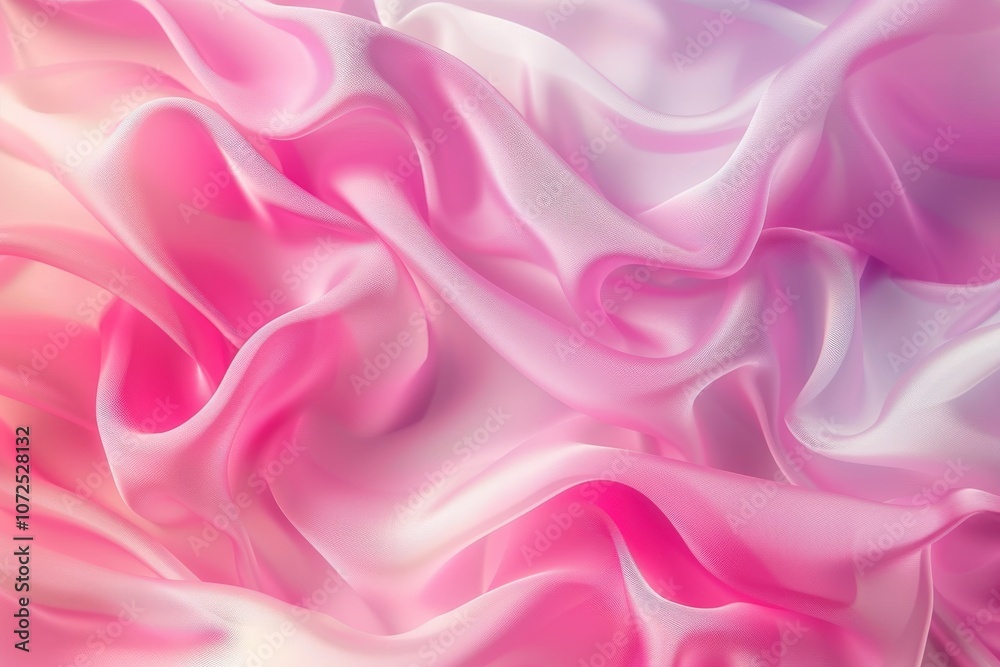 Obraz premium Abstract Pink and White Silk Fabric Draped and Folded
