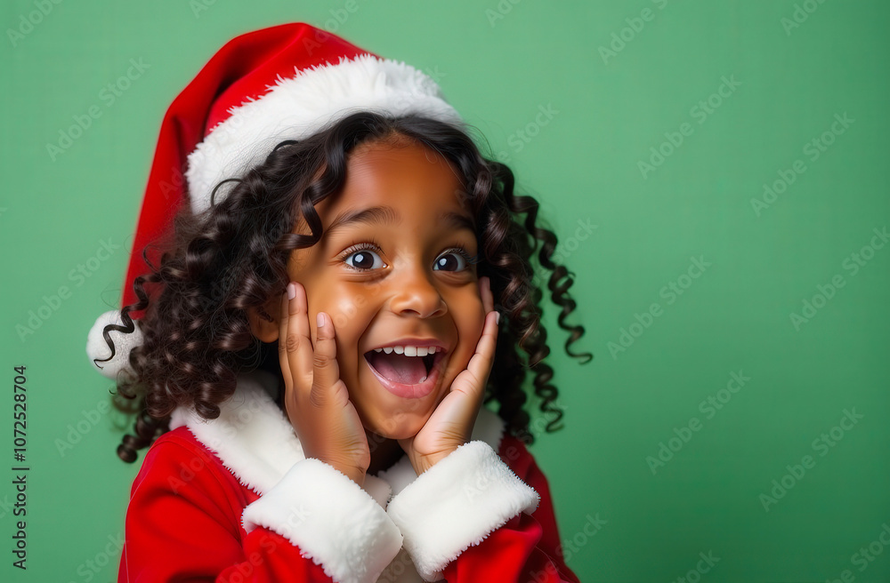 portrait of a surprised child at Christmas. The child is very surprised by something portrait of a surprised child at Christmas. The child is very surprised by something