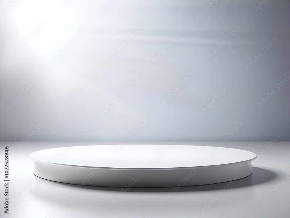 Minimalist studio space showcasing a circular display platform under soft natural light Minimalist studio space showcasing a circular display platform under soft natural light