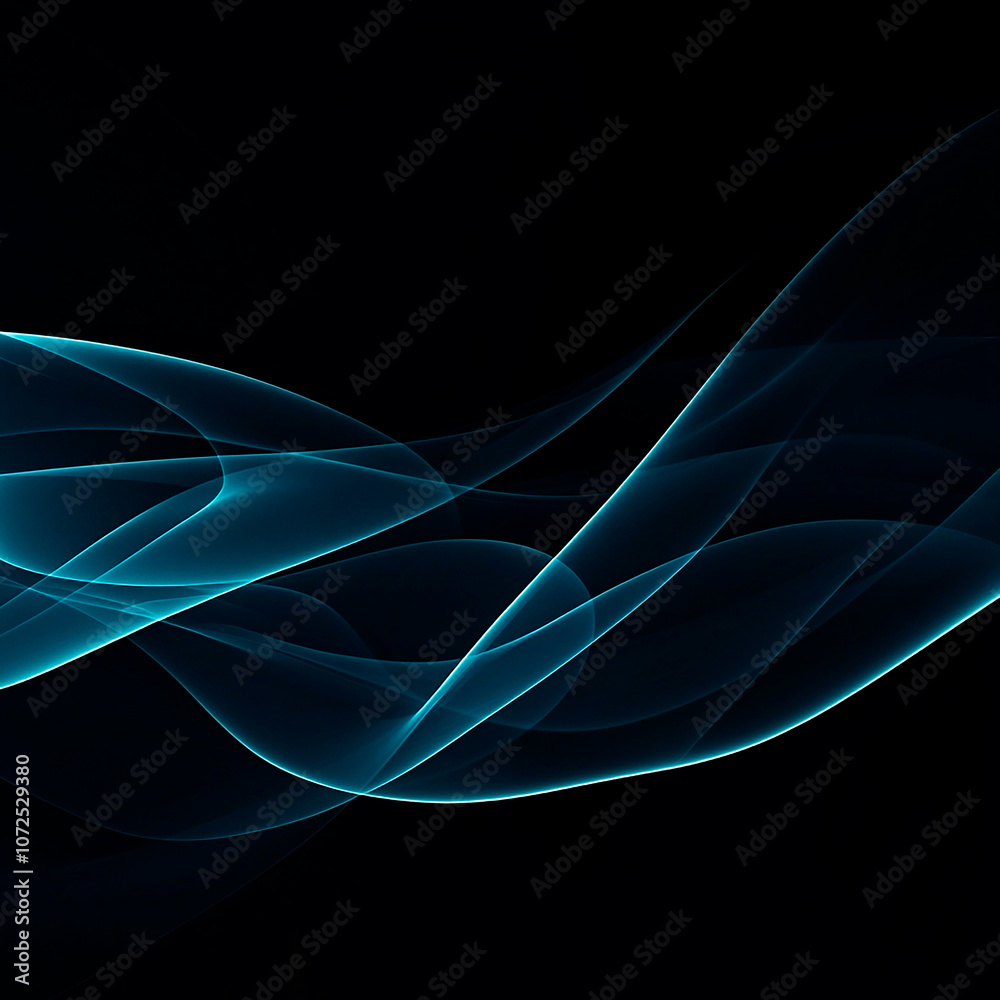 Fototapeta premium Abstract blue wave light pattern on a black background