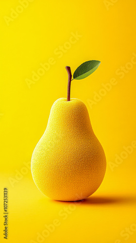Yellow furry pear on yellow background.