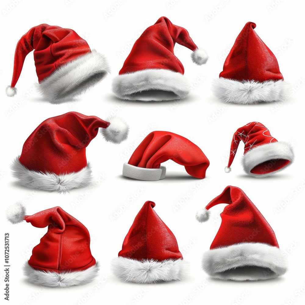Santa hat icon, christmas hat, santa claus cap , red holiday costume symbol, xmas hat sign on white