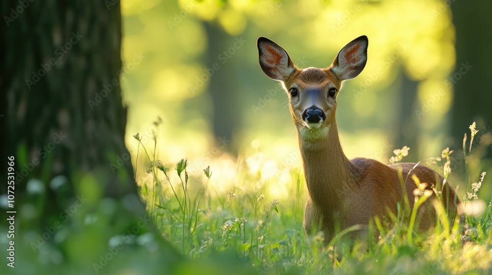 Tranquil Roe Deer in Serene Forest Habitat Tranquil Roe Deer in Serene Forest Habitat