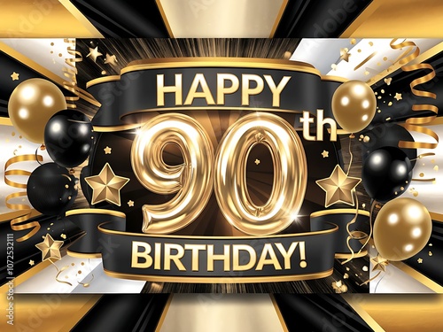 Happy 90th Birthday - Gold Stars