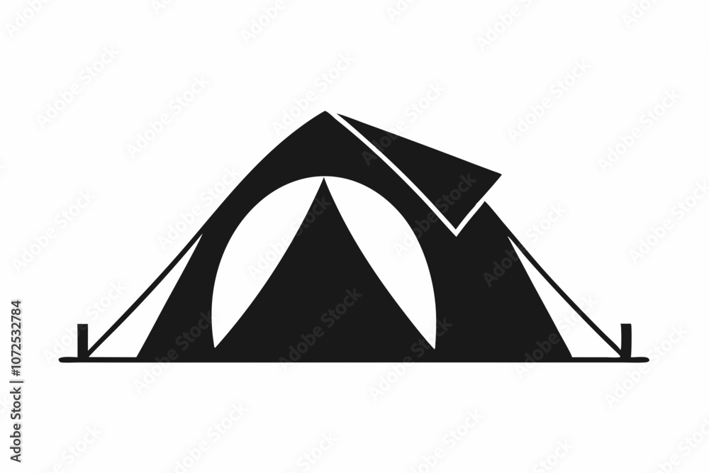 Camping Tent, Camping Tent Silhouette. Vector illustration	