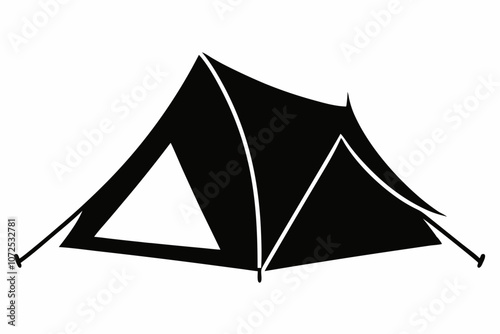 Camping Tent, Camping Tent Silhouette. Vector illustration	