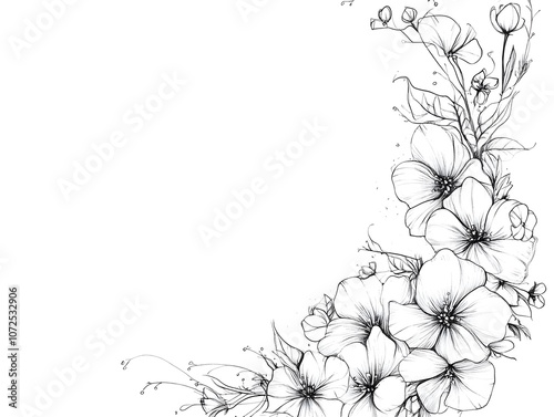 outline spring flower corner border