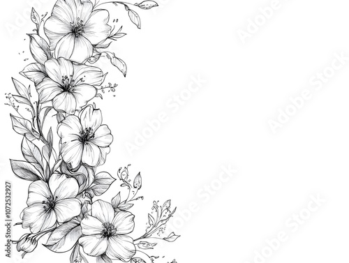 outline spring flower corner border