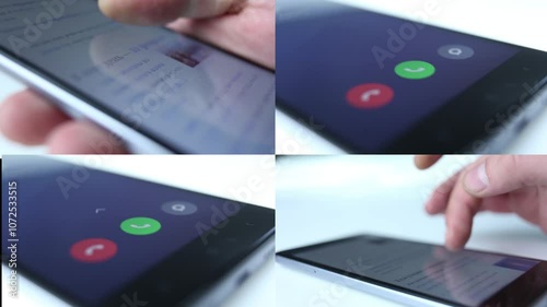 A collection of phone screen with various actions on the close-up screen