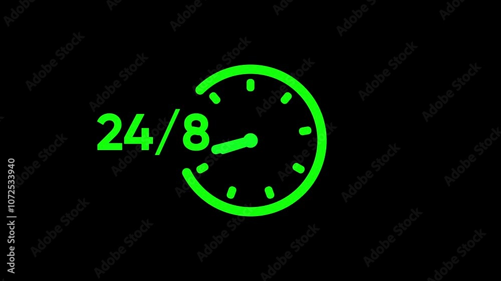 Stopwatch moving clock icon animation on black background Stopwatch moving clock icon animation on black background