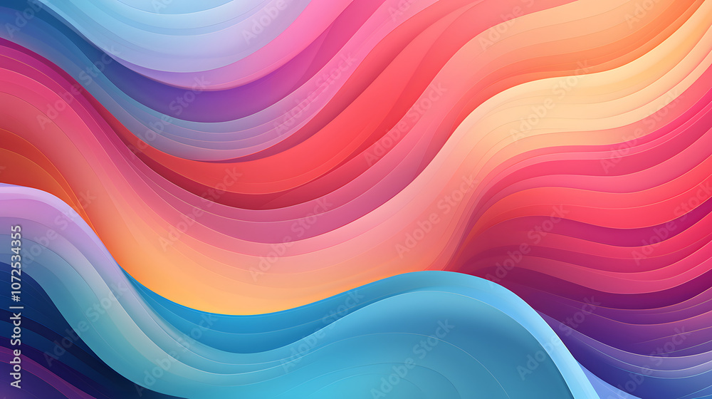 Dynamic 2D Abstract Composition with Clean Solid Color Background
