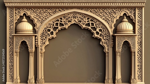 Indian arch design for laser and router cutting suitable for temple or mandir decor with intricate CNC patterns