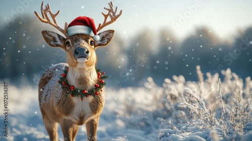 Christmas Deer in Winter Wonderland 