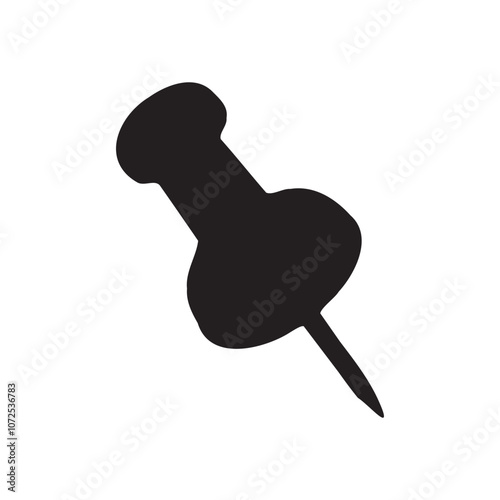 Push pin silhouette. Push pin icon vector illustration. Push pin symbol on white background.