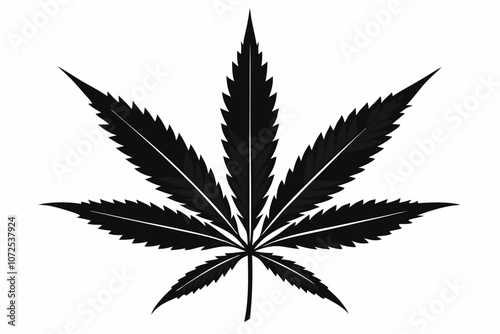 Marijuana leaf silhouette vector, Marijuana cannabis hemp leaf icon
