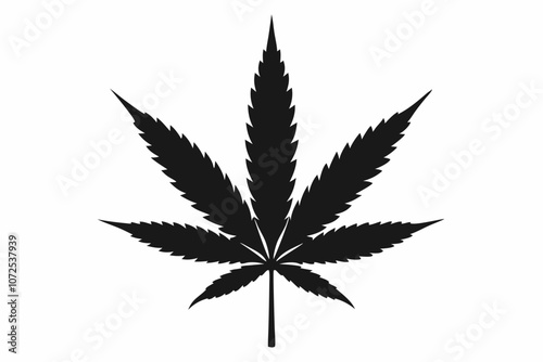 Marijuana leaf silhouette vector, Marijuana cannabis hemp leaf icon
