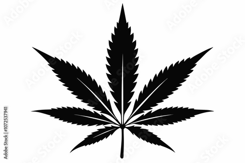 Marijuana leaf silhouette vector, Marijuana cannabis hemp leaf icon
