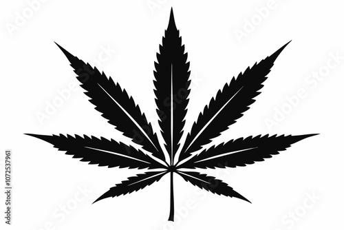 Marijuana leaf silhouette vector, Marijuana cannabis hemp leaf icon
