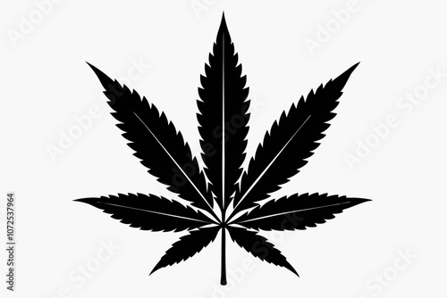 Marijuana leaf silhouette vector, Marijuana cannabis hemp leaf icon
